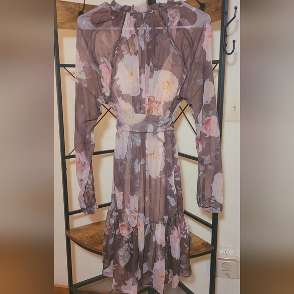 Floral Sheer Long Sleeve Dress - Picture 3 of 8
